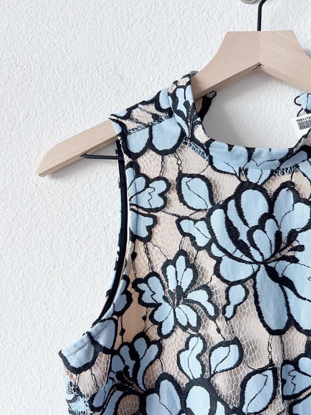 Tracey Reese Light Blue Floral Lace Sleeveless Dress